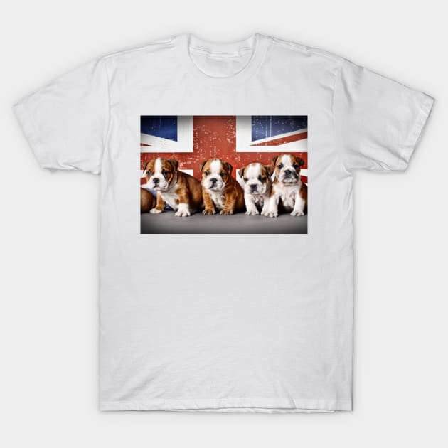 English bulldog puppies T-Shirt by PetsArt